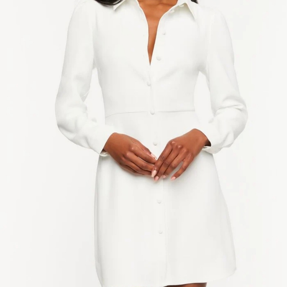 Collared Button-Front Mini Dress